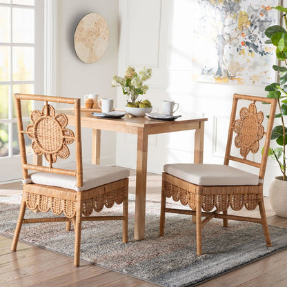 Abagale Natural Rattan 2-Piece Dining Chair Set - Wicker Accent Side Chair
