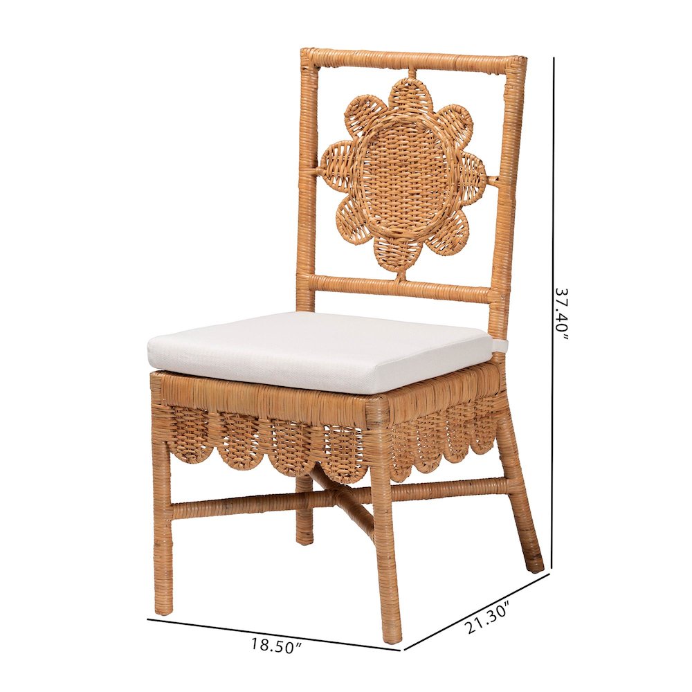 Abagale Natural Rattan 2-Piece Dining Chair Set - Wicker Accent Side Chair