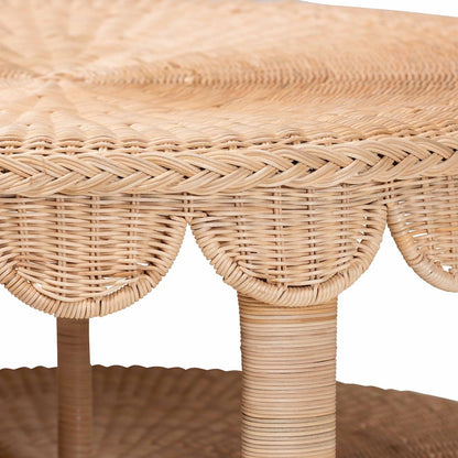 Latoya Natural Rattan Coffee Table - Handwoven Round Wicker Table