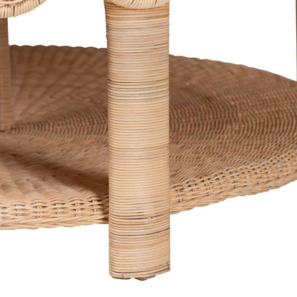 Latoya Natural Rattan Coffee Table - Handwoven Round Wicker Table