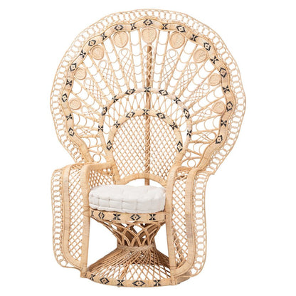 Nafisa Natural Rattan Peacock Chair - Handwoven Wicker Accent Chair