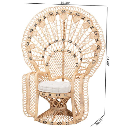 Nafisa Natural Rattan Peacock Chair - Handwoven Wicker Accent Chair