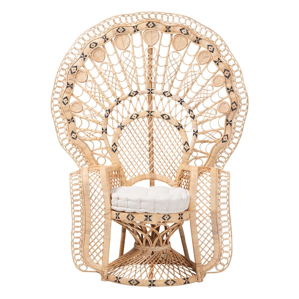 Nafisa Natural Rattan Peacock Chair - Handwoven Wicker Accent Chair