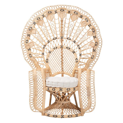 Nafisa Natural Rattan Peacock Chair - Handwoven Wicker Accent Chair