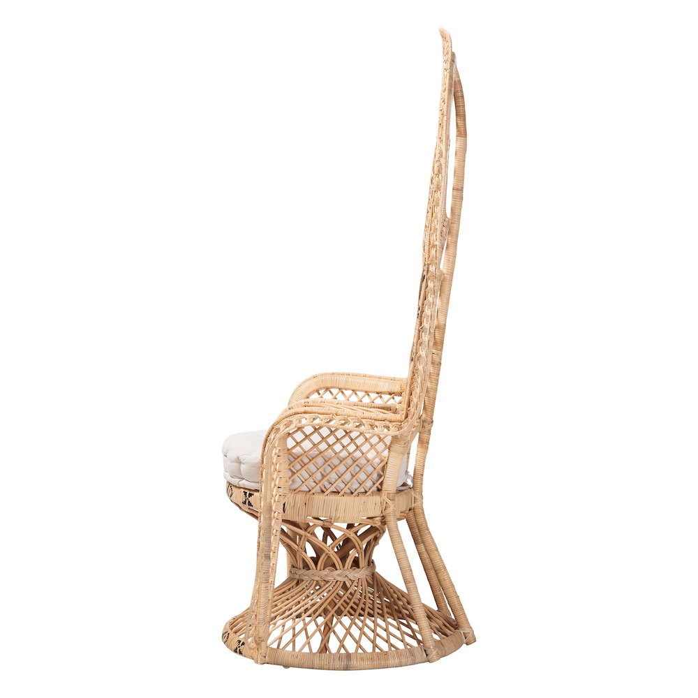 Nafisa Natural Rattan Peacock Chair - Handwoven Wicker Accent Chair