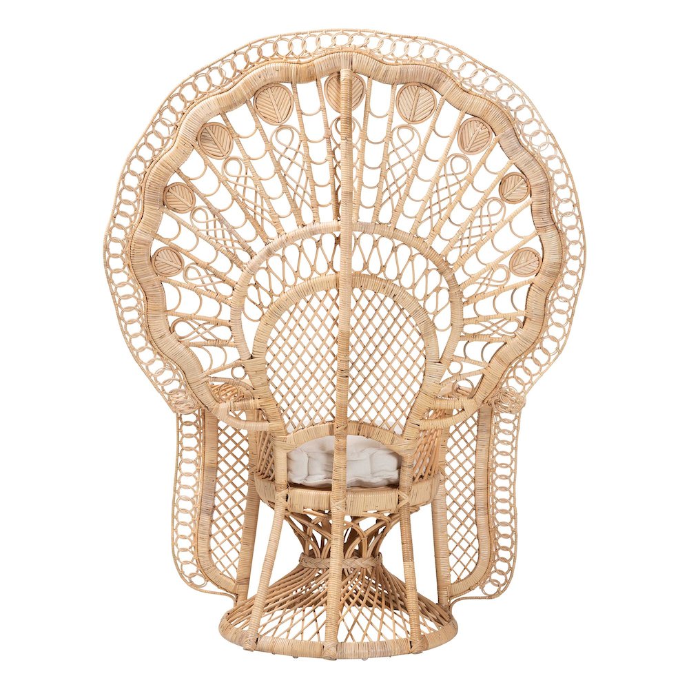 Nafisa Natural Rattan Peacock Chair - Handwoven Wicker Accent Chair
