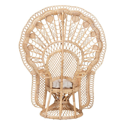 Nafisa Natural Rattan Peacock Chair - Handwoven Wicker Accent Chair
