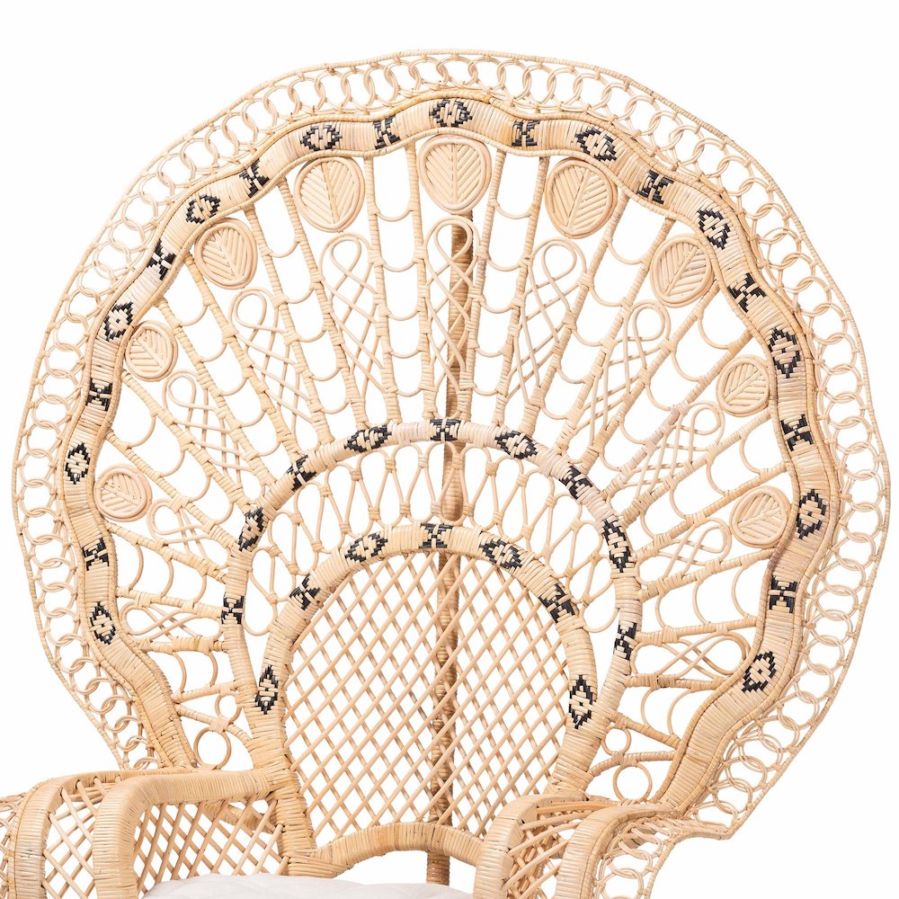 Nafisa Natural Rattan Peacock Chair - Handwoven Wicker Accent Chair