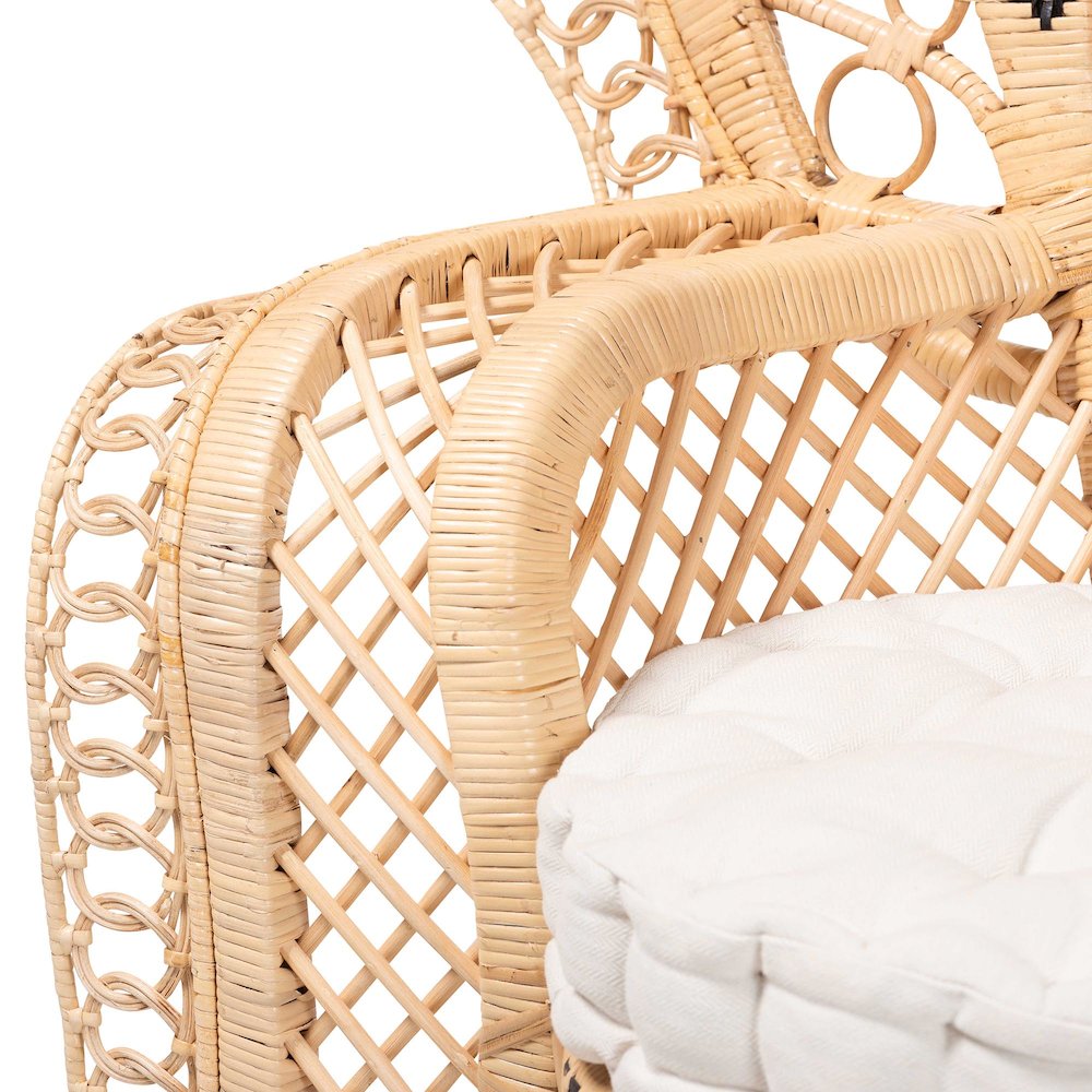 Nafisa Natural Rattan Peacock Chair - Handwoven Wicker Accent Chair
