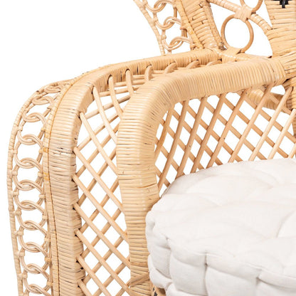 Nafisa Natural Rattan Peacock Chair - Handwoven Wicker Accent Chair
