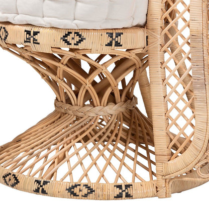 Nafisa Natural Rattan Peacock Chair - Handwoven Wicker Accent Chair