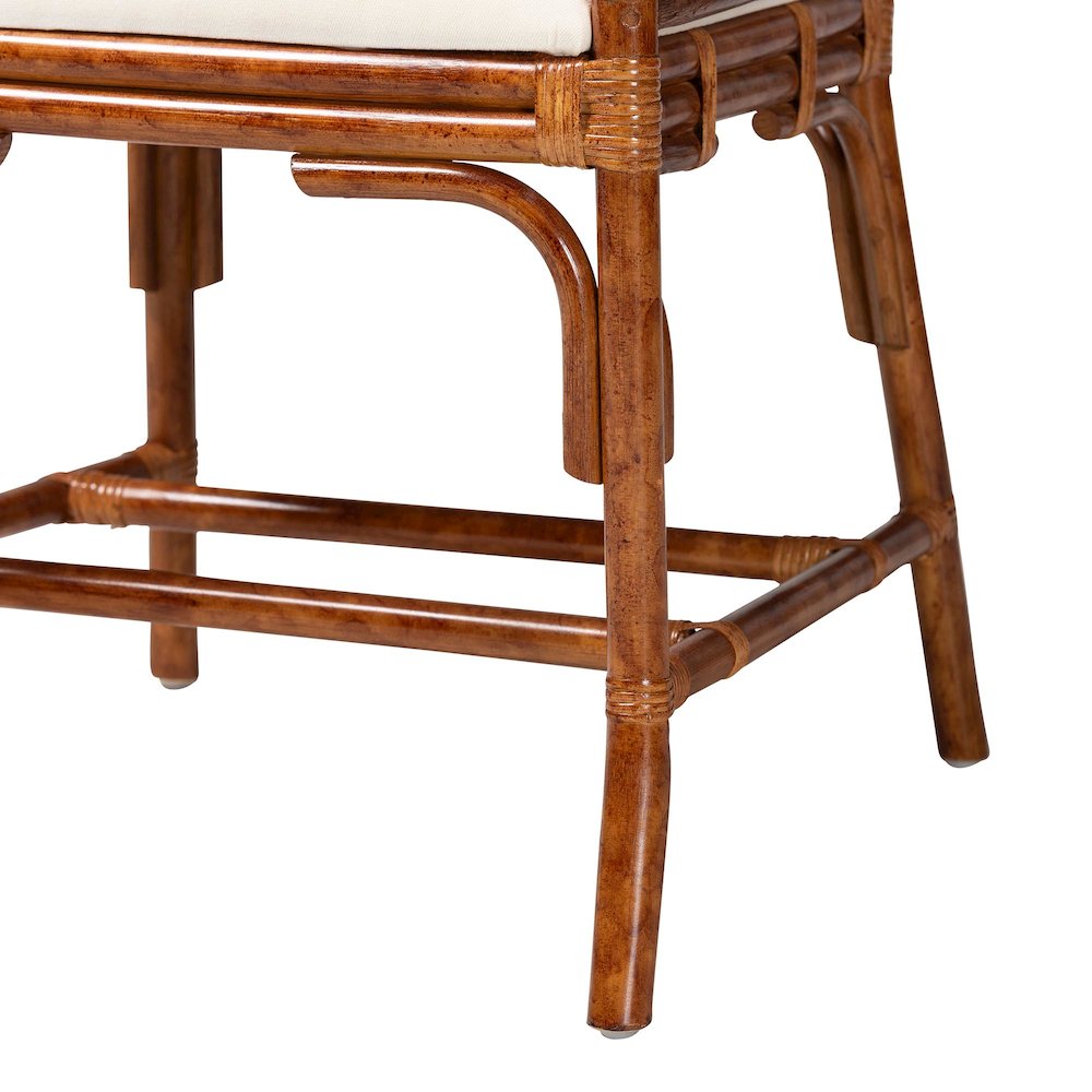 Esmery Marbled Tortoise Natural Rattan Dining Chair, Wicker Armchair