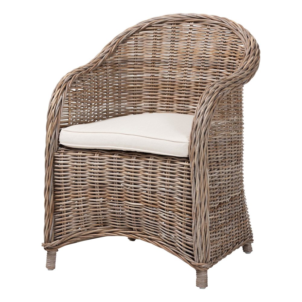 Amanda Natural Rattan Armchair - Handwoven Wicker Barrel Chair