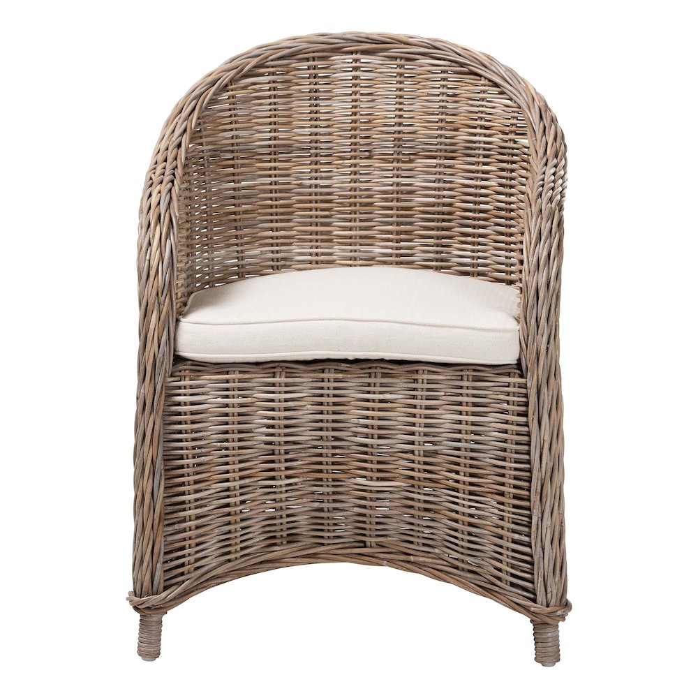 Amanda Natural Rattan Armchair - Handwoven Wicker Barrel Chair