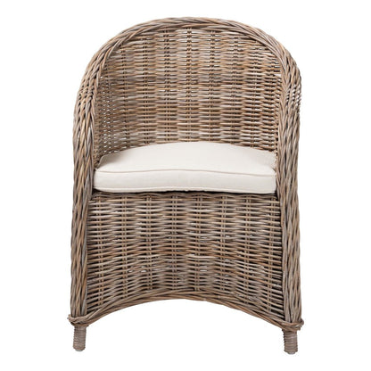 Amanda Natural Rattan Armchair - Handwoven Wicker Barrel Chair