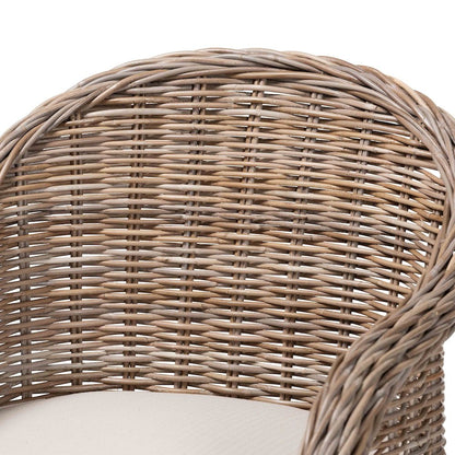 Amanda Natural Rattan Armchair - Handwoven Wicker Barrel Chair