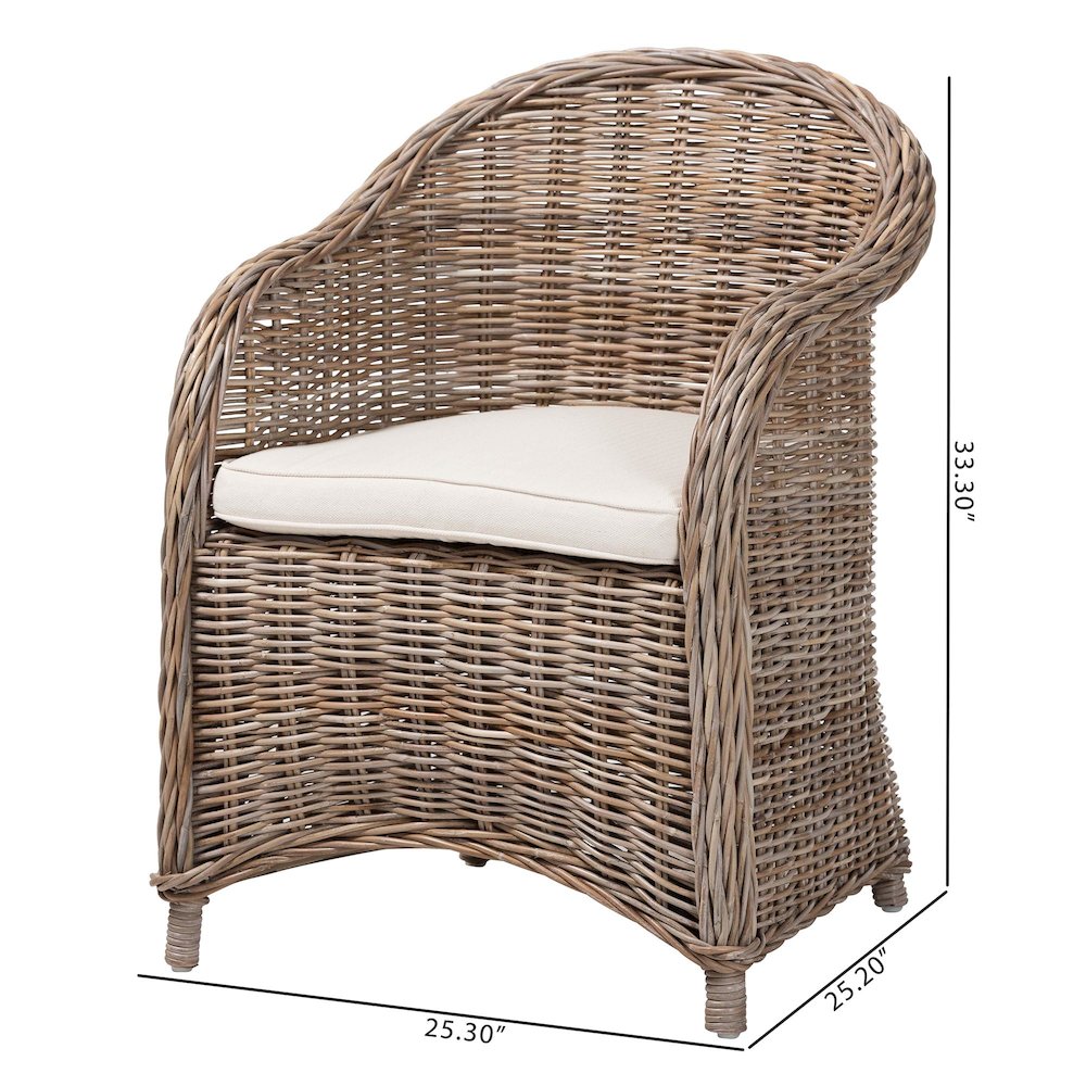Amanda Natural Rattan Armchair - Handwoven Wicker Barrel Chair