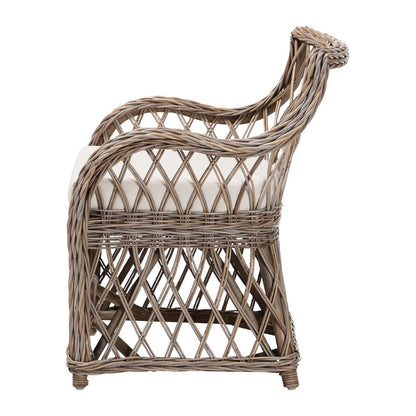 Debra Natural Rattan Armchair - Handwoven Open-Weave Wicker Armchair