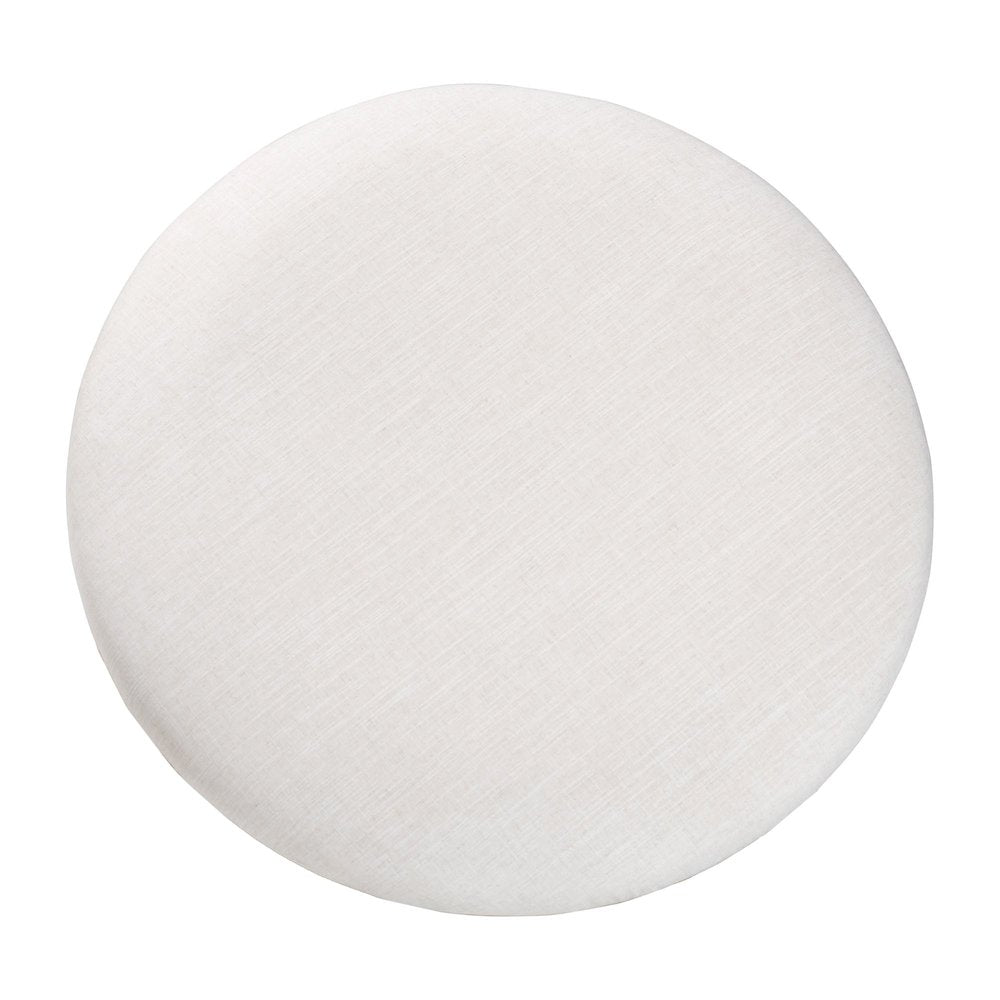 Modern Rustic Accent Ottoman with Hand-Forged Metal Frame, Round 30"