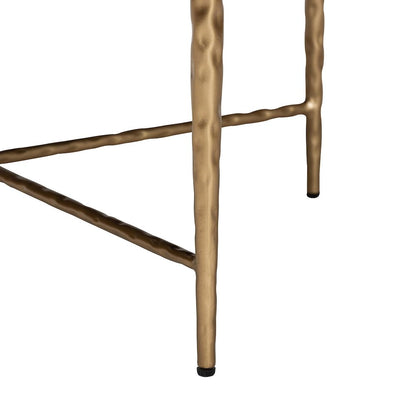 Modern Rustic Accent Ottoman with Hand-Forged Metal Frame, Round 30"