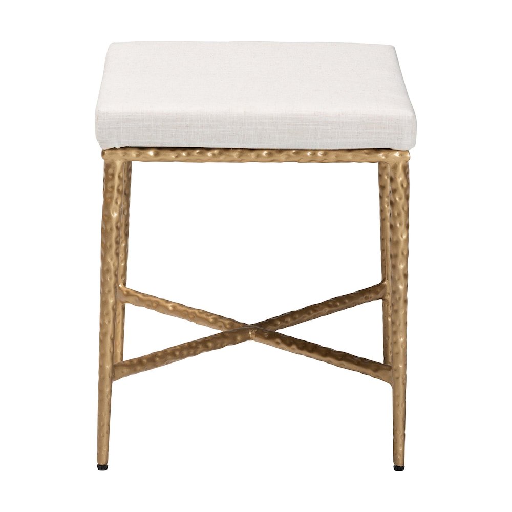 Ottoman Footstool - Modern Rustic Accent Stool with Hand-Forged Metal Frame and Upholstered Seat for Living Room or Sitting Room, Rectangle 18"