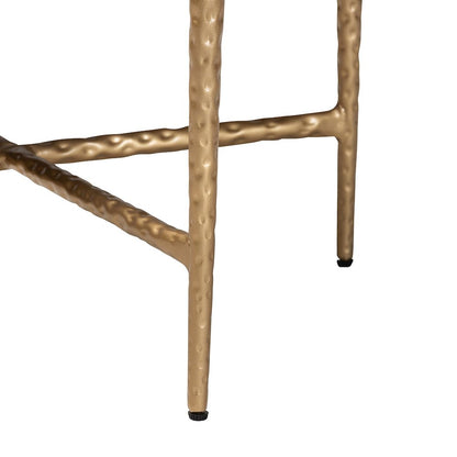 Ottoman Footstool - Modern Rustic Accent Stool with Hand-Forged Metal Frame and Upholstered Seat for Living Room or Sitting Room, Rectangle 18"