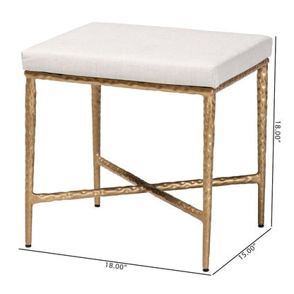 Ottoman Footstool - Modern Rustic Accent Stool with Hand-Forged Metal Frame and Upholstered Seat for Living Room or Sitting Room, Rectangle 18"