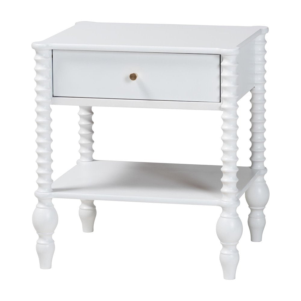 4-Piece Bedroom Set - Platform Bed with Dresser, Chest, Nightstand, White, Twin