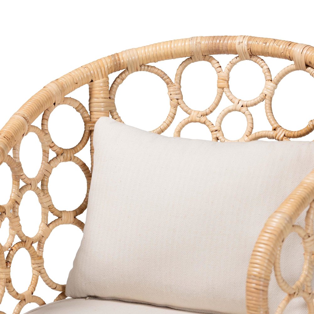 Natural Rattan 2-Piece Dining Chair Set with Bubble Frame, Wicker Accent Chair