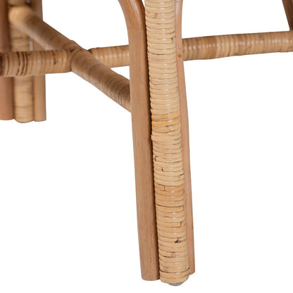 Natural Rattan 2-Piece Dining Chair Set with Bubble Frame, Wicker Accent Chair