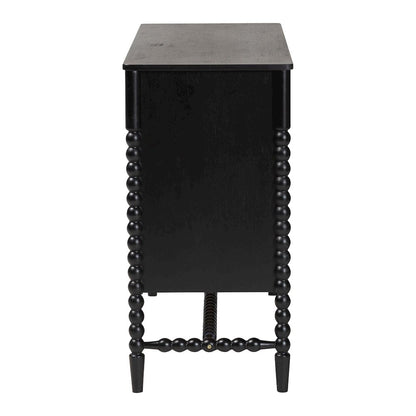 6-Drawer Storage Cabinet with Beaded Frame and Elevated Base for Bedroom, Black