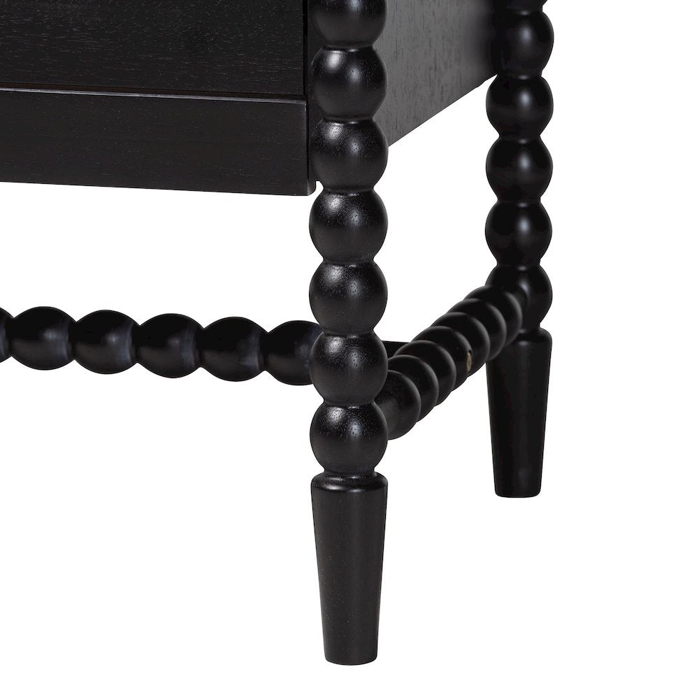 6-Drawer Storage Cabinet with Beaded Frame and Elevated Base for Bedroom, Black