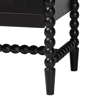 6-Drawer Storage Cabinet with Beaded Frame and Elevated Base for Bedroom, Black