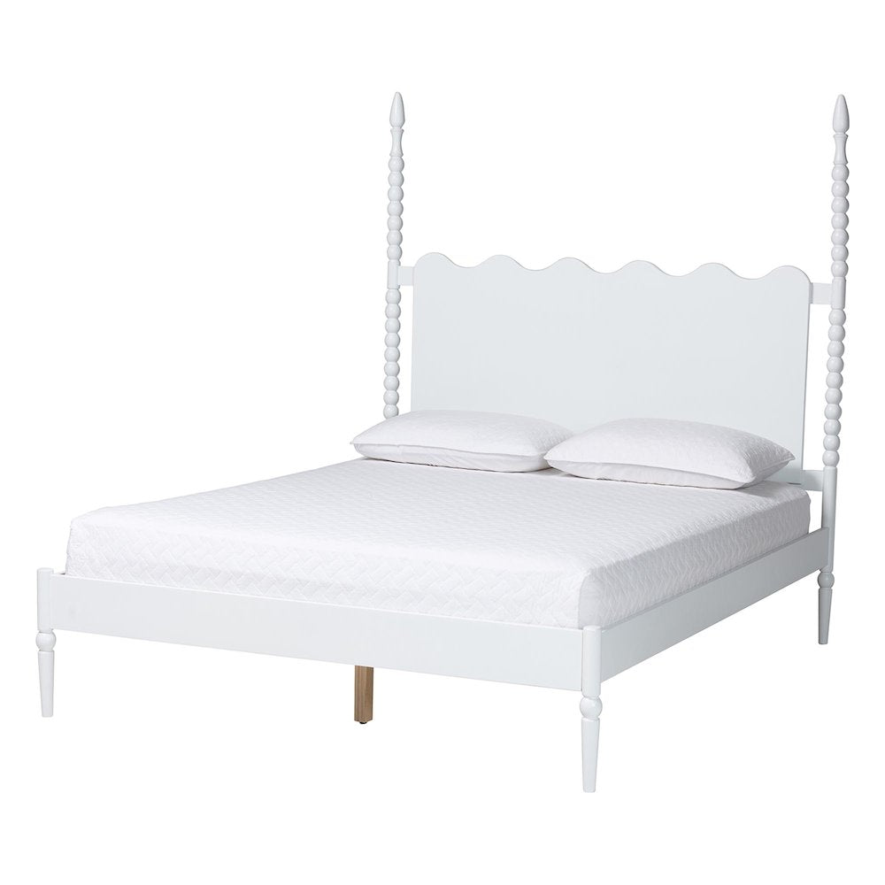 4-Piece Bedroom Set, Bed Frame with Dresser, Chest, and Nightstand, White, Queen