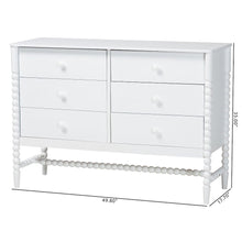 6-Drawer Storage Cabinet with Beaded Frame and Elevated Base for Bedroom, White