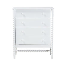 4-Drawer Storage Cabinet with Beaded Frame and Elevated Base for Bedroom, White
