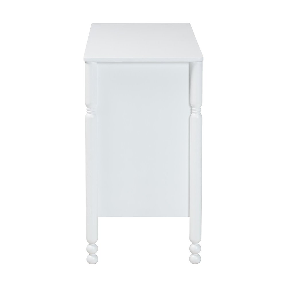 6-Drawer Storage Cabinet with Scalloped Apron and Turned Legs for Bedroom, White