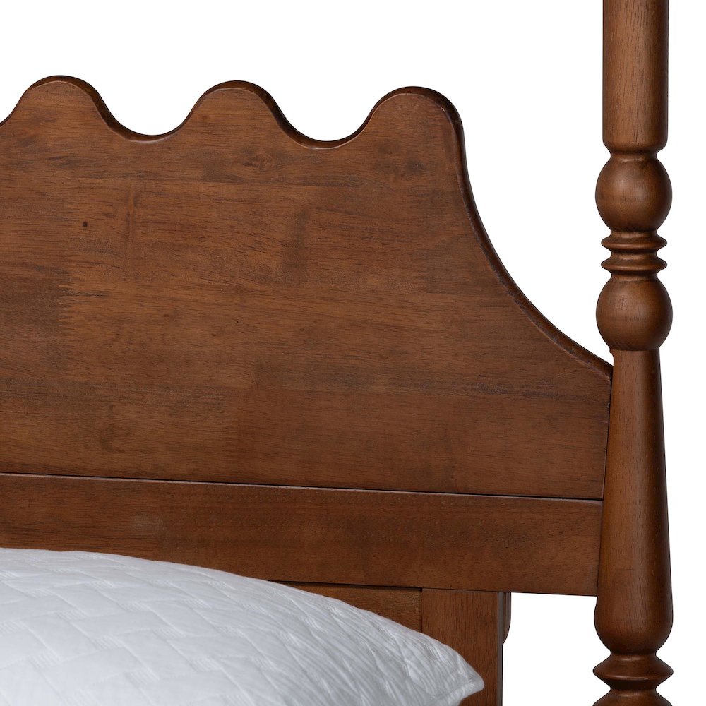 4-Piece Bedroom Set, Bed Frame, Dresser, Chest, Nightstand, Walnut Brown, Queen