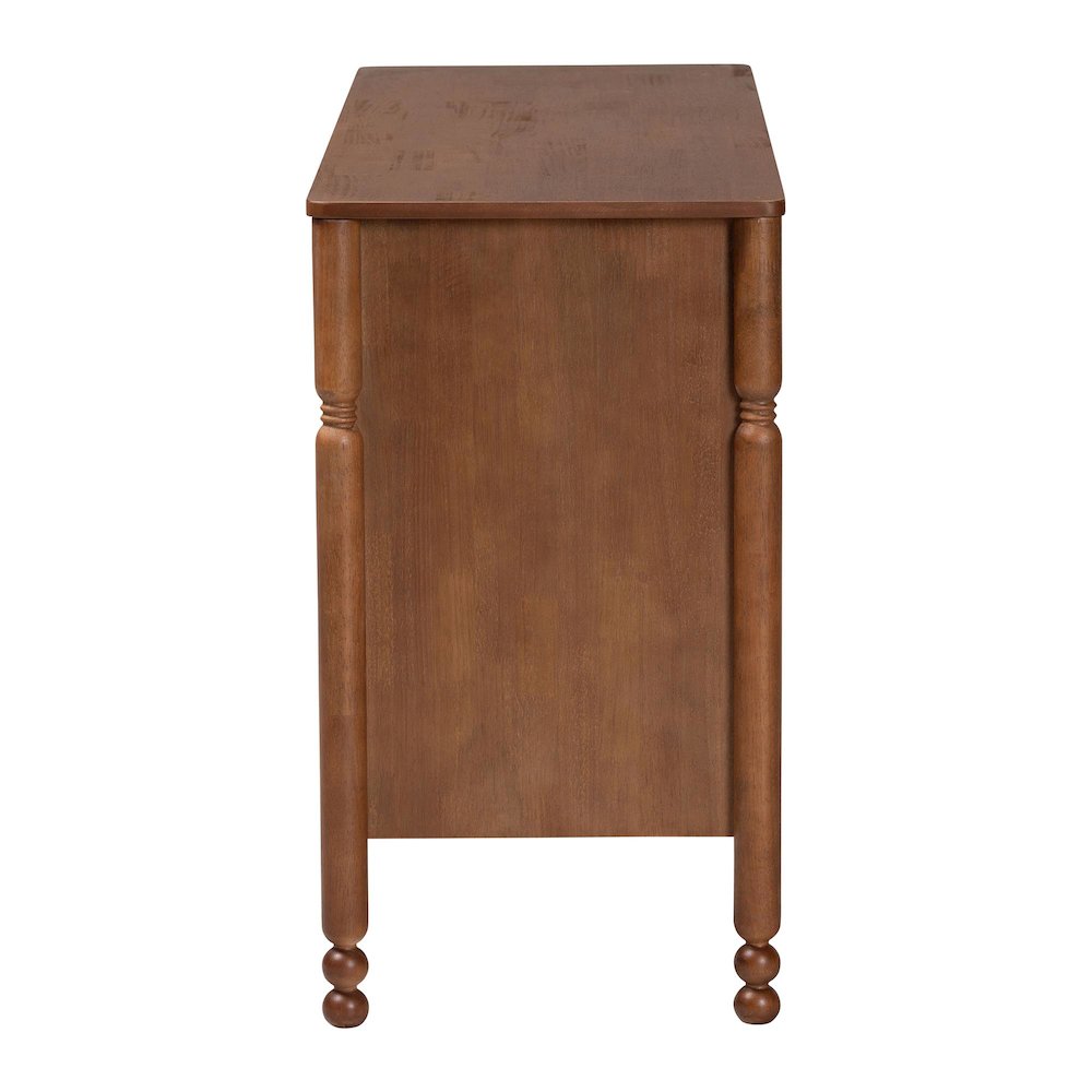 6-Drawer Storage Cabinet with Scalloped Apron and Turned Legs, Walnut Brown