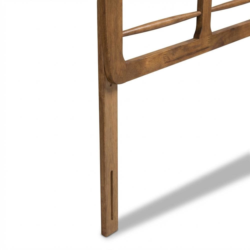 Walnut Finished Mid-Century Queen Headboard in Rubberwood Frame