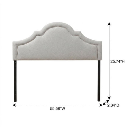 Grayish Beige Fabric Full Size Headboard with Foam Padding and MDF Frame