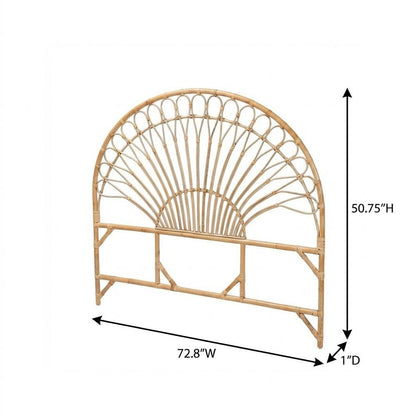 Brown Authentic Rattan King Size Headboard with Bohemian Style and Durable Frame