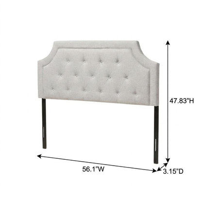 Greyish Beige Fabric Full Size Headboard, Foam Padding, LVL Frame for Bedrooms