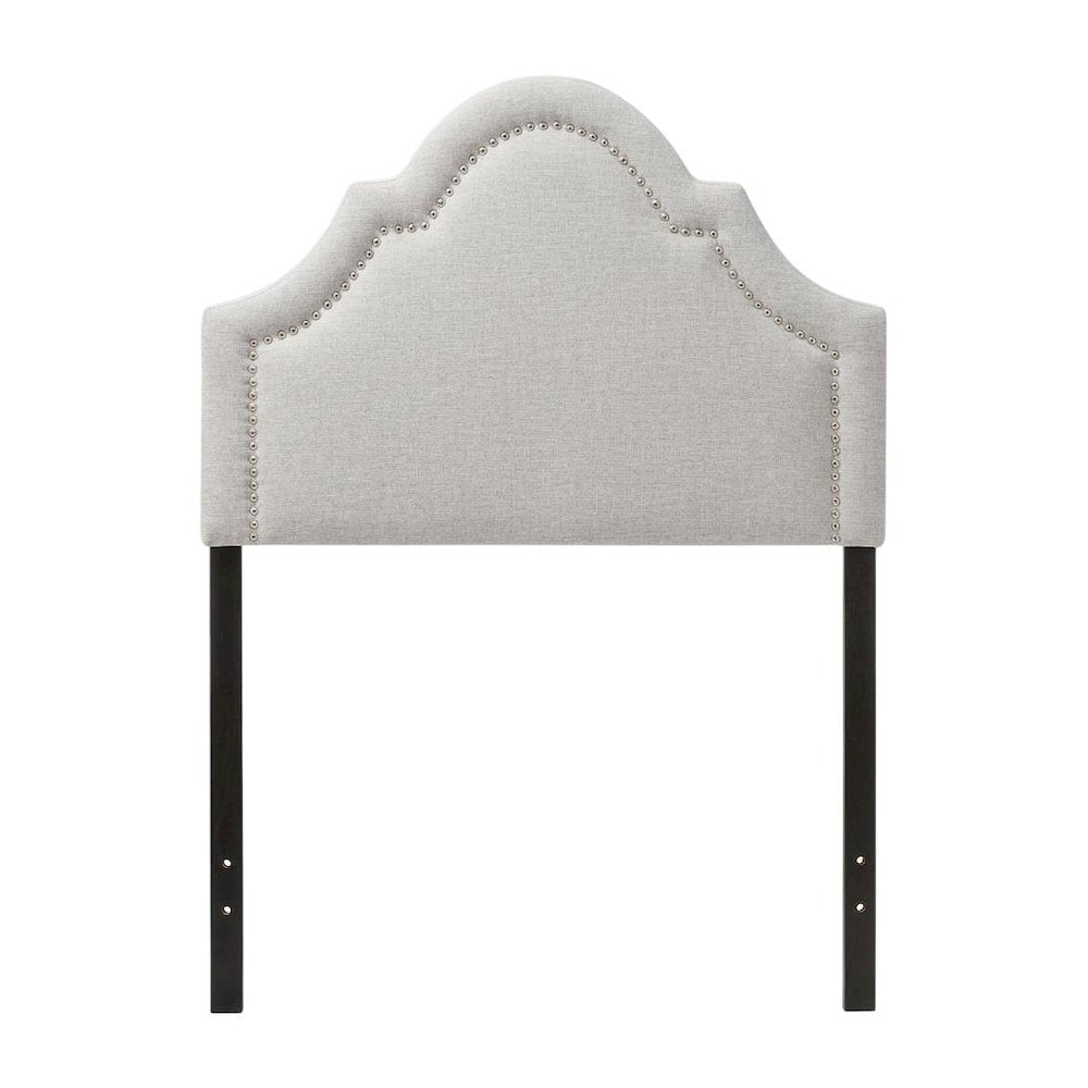 Grayish Beige Fabric Twin Size Headboard with Foam Padding and MDF Frame