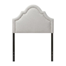 Grayish Beige Fabric Twin Size Headboard with Foam Padding and MDF Frame