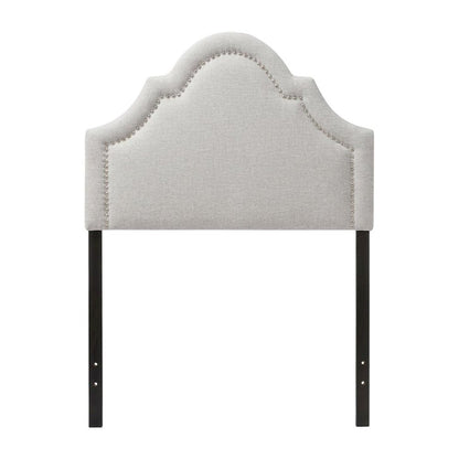 Grayish Beige Fabric Twin Size Headboard with Foam Padding and MDF Frame