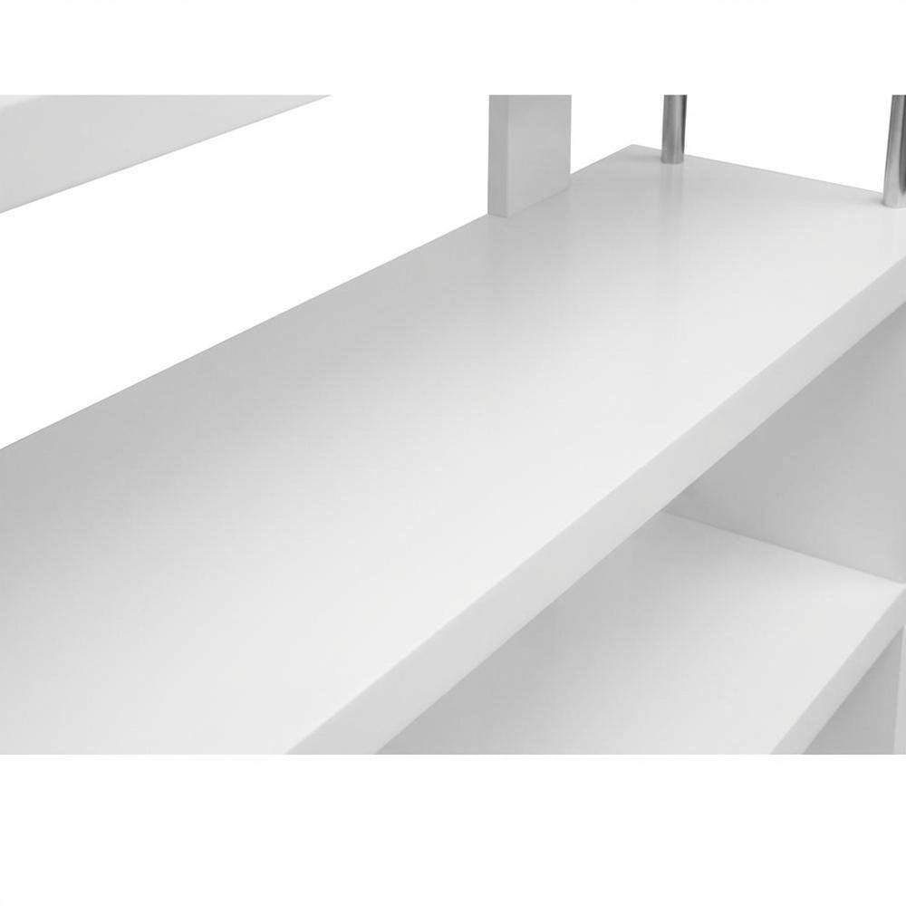 White Modern 6-Shelf Bookcase, Engineered Wood Construction, Transitional Style