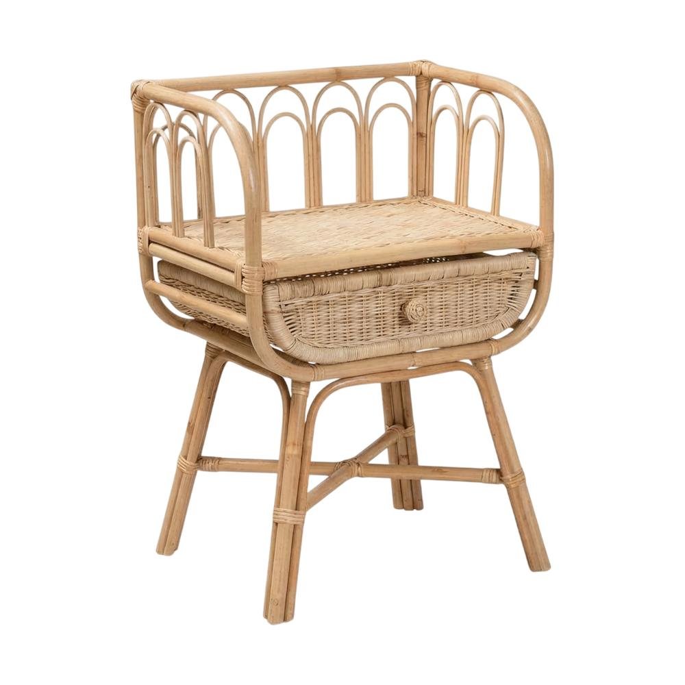 Rattan Nightstand with Bohemian Style and Modern Design
