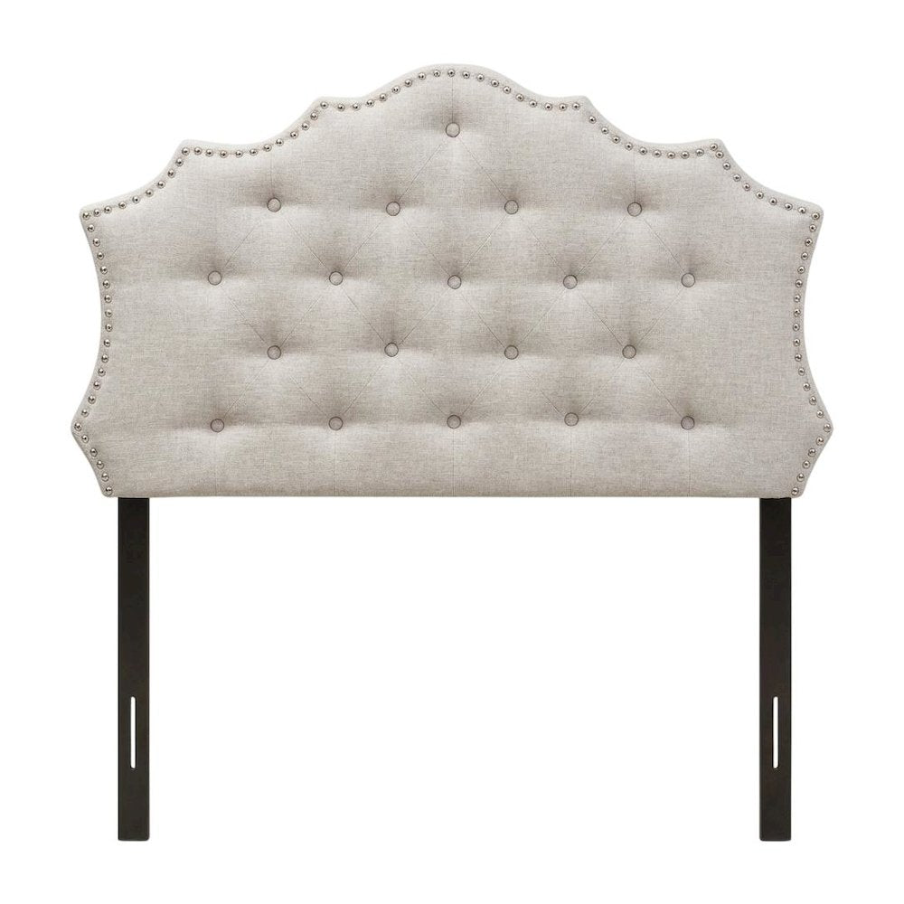 Greyish Beige Twin Size Fabric Headboard with Foam Padding and LVL Frame