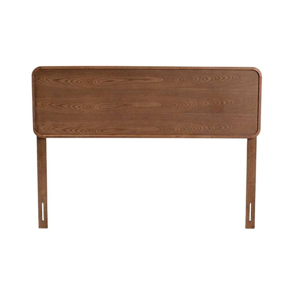 Mid-Century Walnut Brown Finished Wood King Headboard with Sleek Design